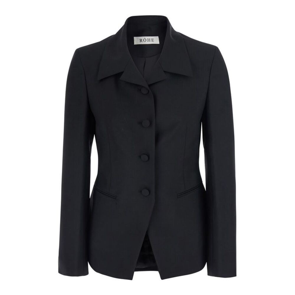 Rohe Women Black Jacket With Notched Collar In Wool Blend For Women